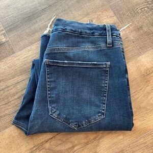 Express High Rise Womens Jeans L 12/14/16 Straight Ankle Flexx Hyper Stretch Raw